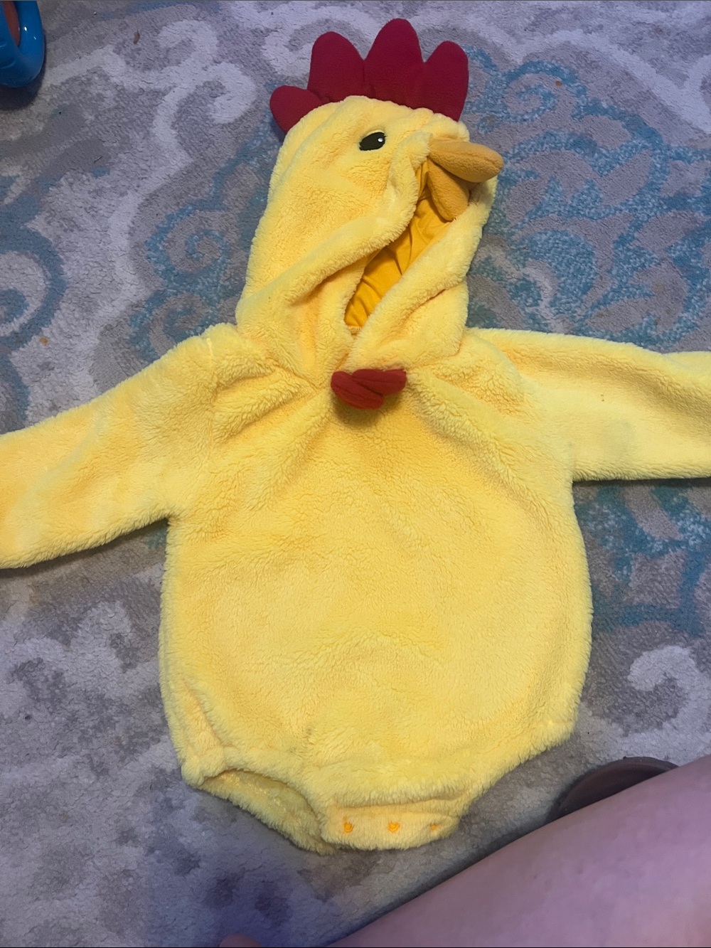 Adorable Yellow Chicken Hen Plush Baby Bodysuit with Hood Halloween costume 6-9m